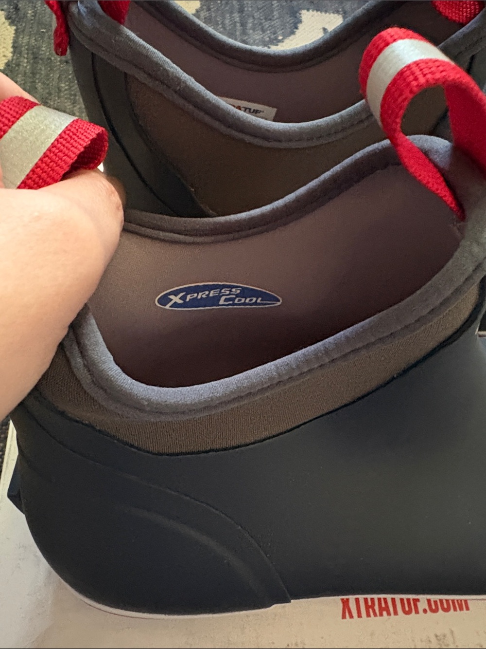 XTRATUF Men's Navy Red-Trim Ankle Deck Boots - Picture 3 of 6